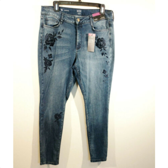 A.N.A sz 16 floral jeggings skinny stretch jeans - Picture 1 of 5